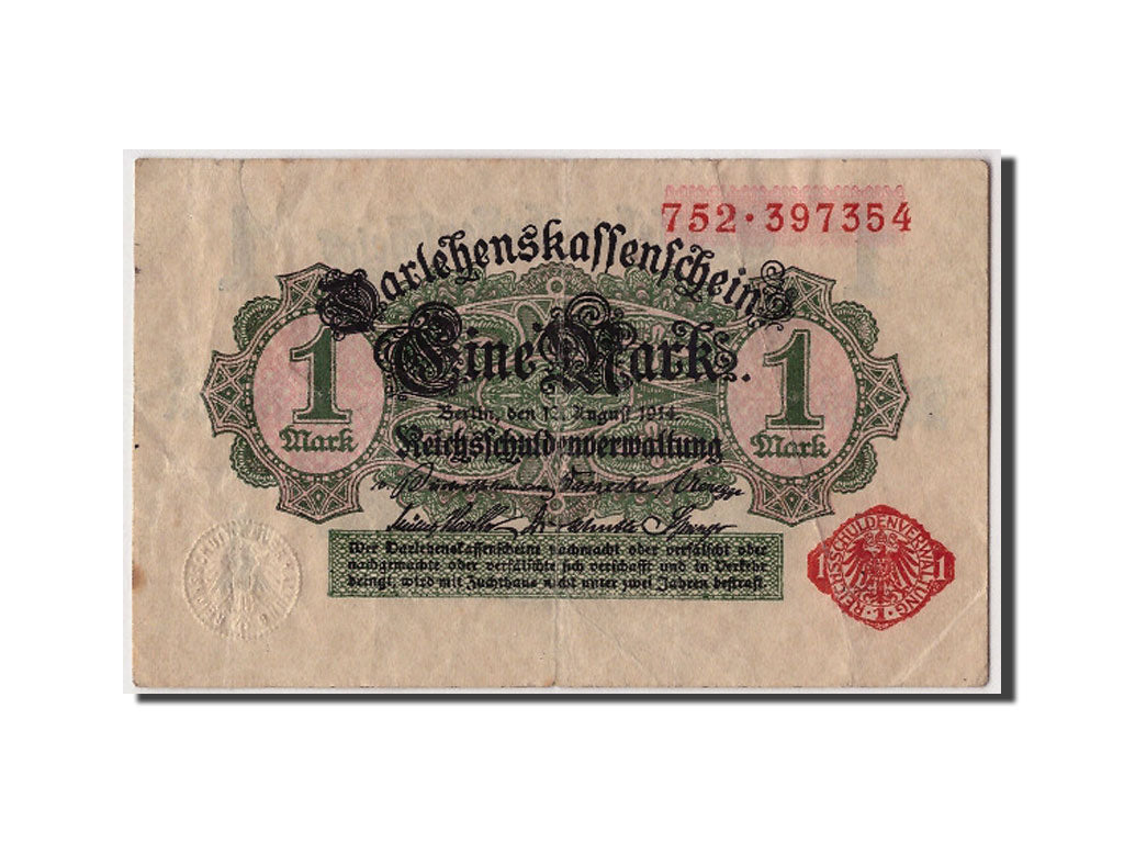 Banknote, Germany, 1 Mark, 1914, 1914-08-12, EF(40-45)