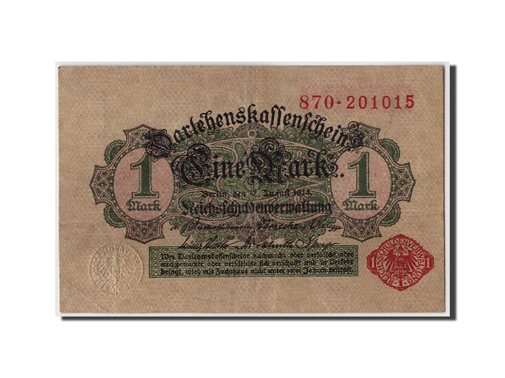 Banknote, Germany, 1 Mark, 1914, 1914-08-12, EF(40-45)