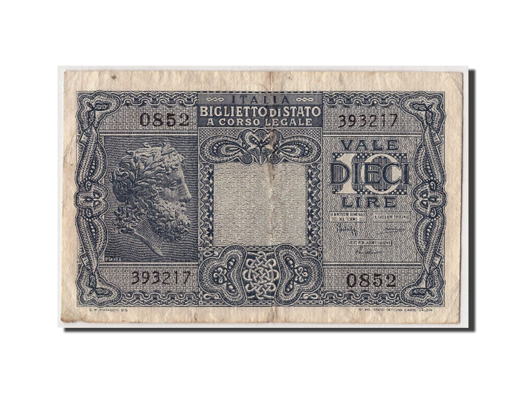 Italia, 10 Lire, 1944, 1944-11-23, MB+