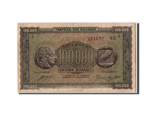 Greece, 100,000 Drachmai, 1944, KM #125b, 1944-01-21, VF(30-35), 794692 Epsilon.