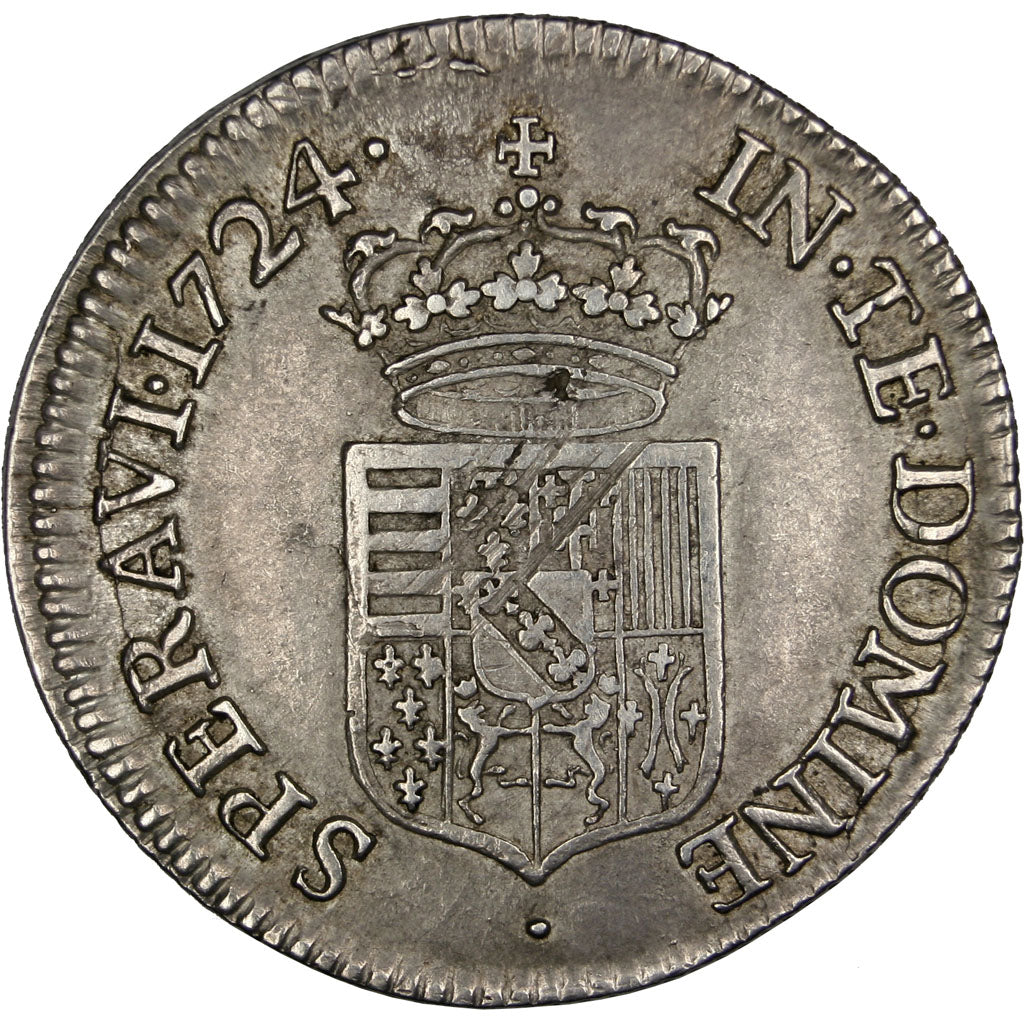 GERMAN STATES, 1/2 Thaler, 1724, Nancy, KM #103, AU(50-53), Silver, Boudeau...
