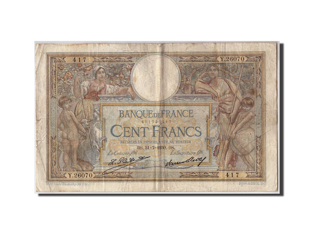 Billet, France, 100 Francs, 100 F 1908-1939 ''Luc Olivier Merson'', 1930