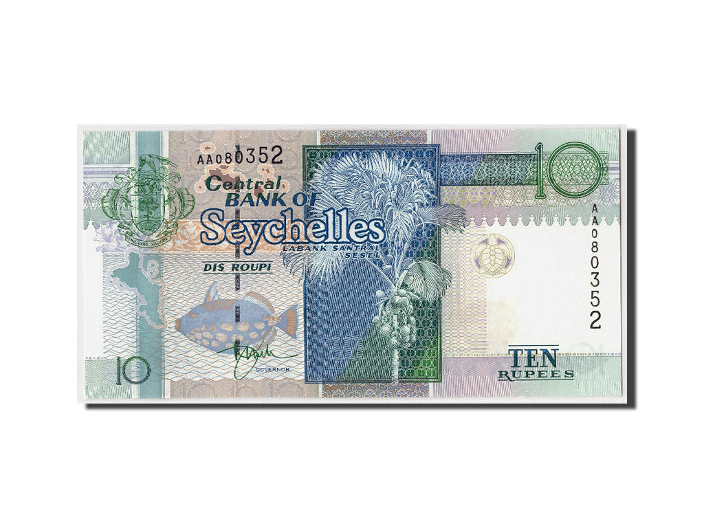 Seychelles, 10 Rupees, KM #36a, UNC(63), AA080352