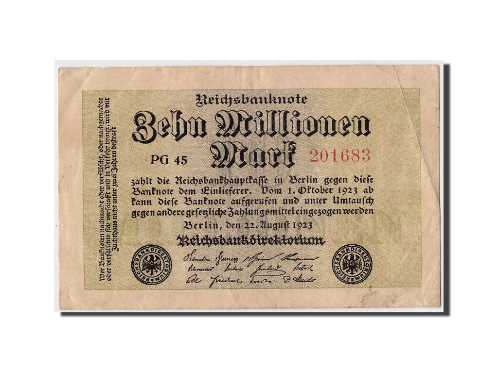 Germany, 10 Millionen Mark, 1923, KM #106a, 1923-08-22, EF(40-45), PG45 2016839