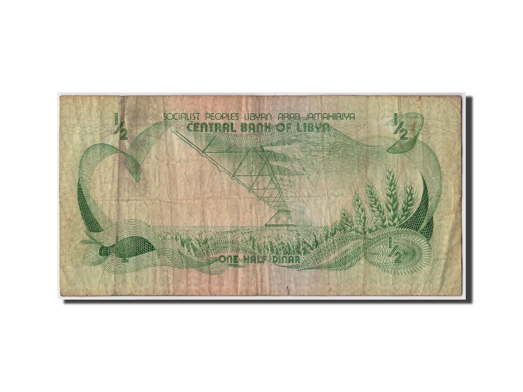Libya, 1/2 Dinar, KM #48, VF(20-25), 2 D/4 772530
