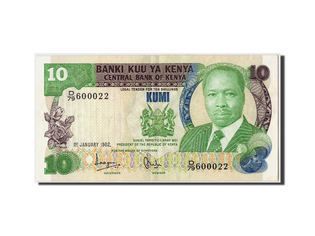 Banknote, Kenya, 10 Shillings, 1982, 1982-01-01, EF(40-45)