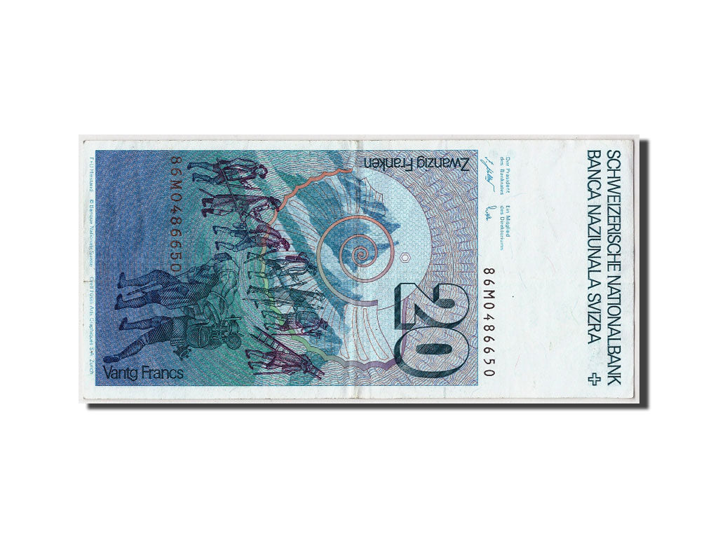 Switzerland, 20 Franken, 1986, KM #55f, VF(30-35), 86M0486650