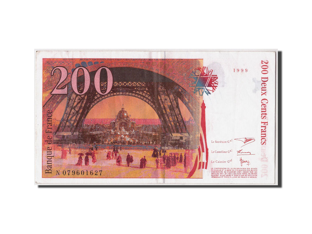 France, 200 Francs, 200 F 1995-1999 ''Eiffel'', 1999, KM #159c, EF(40-45),...