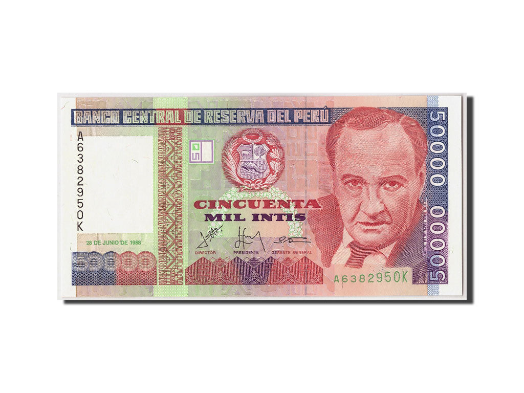 Banconote, Perù, 50,000 Intis, 1988, 1988-06-28, FDS
