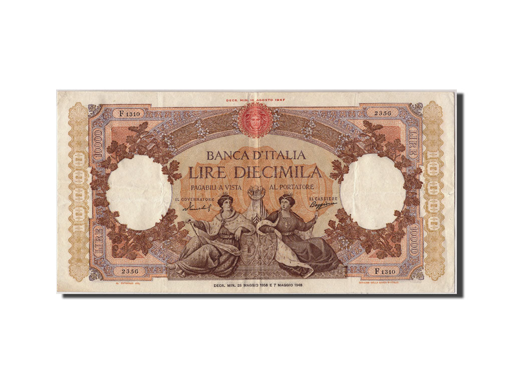 Italia, 10,000 Lire, 1958, 1958-05-26, BB+