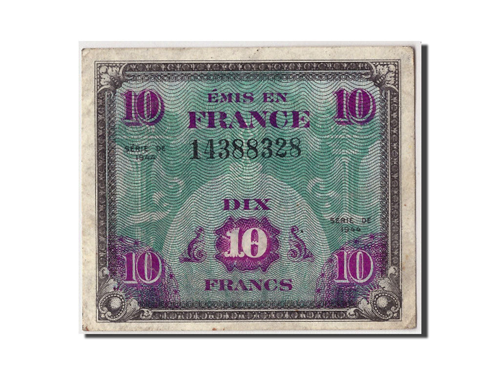 France, 10 Francs, 1944 Flag/France, 1944, KM #116a, VF(30-35), 14388328,...
