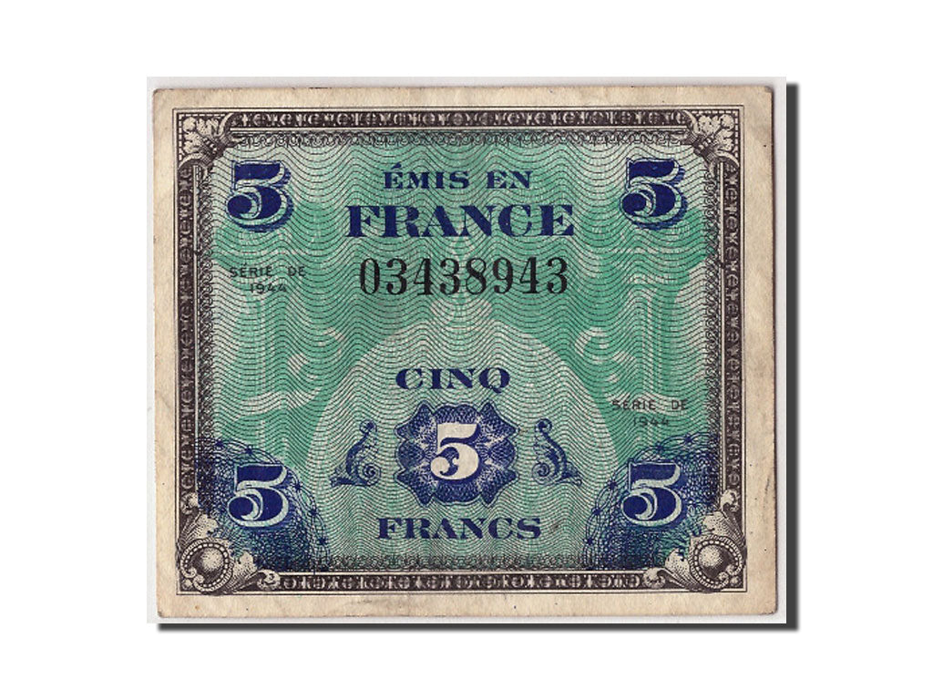 Billet, France, 5 Francs, 1944 Flag/France, 1944, TB+, Fayette:VF17.1, KM:115a