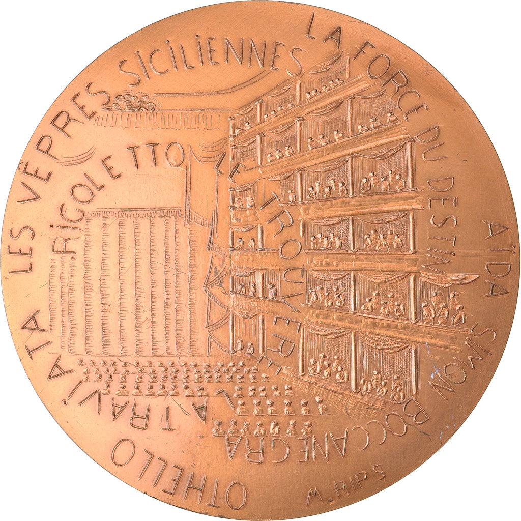 França, Medal, Musique, Giuseppe Verdi, Artes e Cultura, 1984, Rips, AU(55-58)
