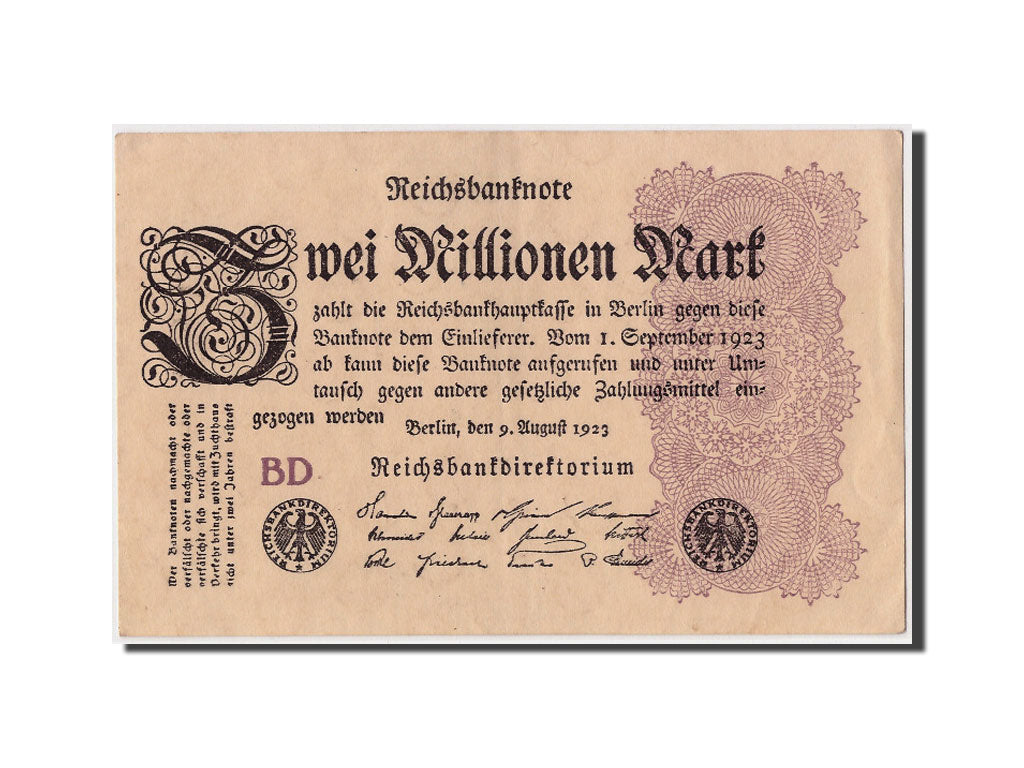 Banknote, Germany, 2 Millionen Mark, 1923, 1923-08-09, AU(50-53)