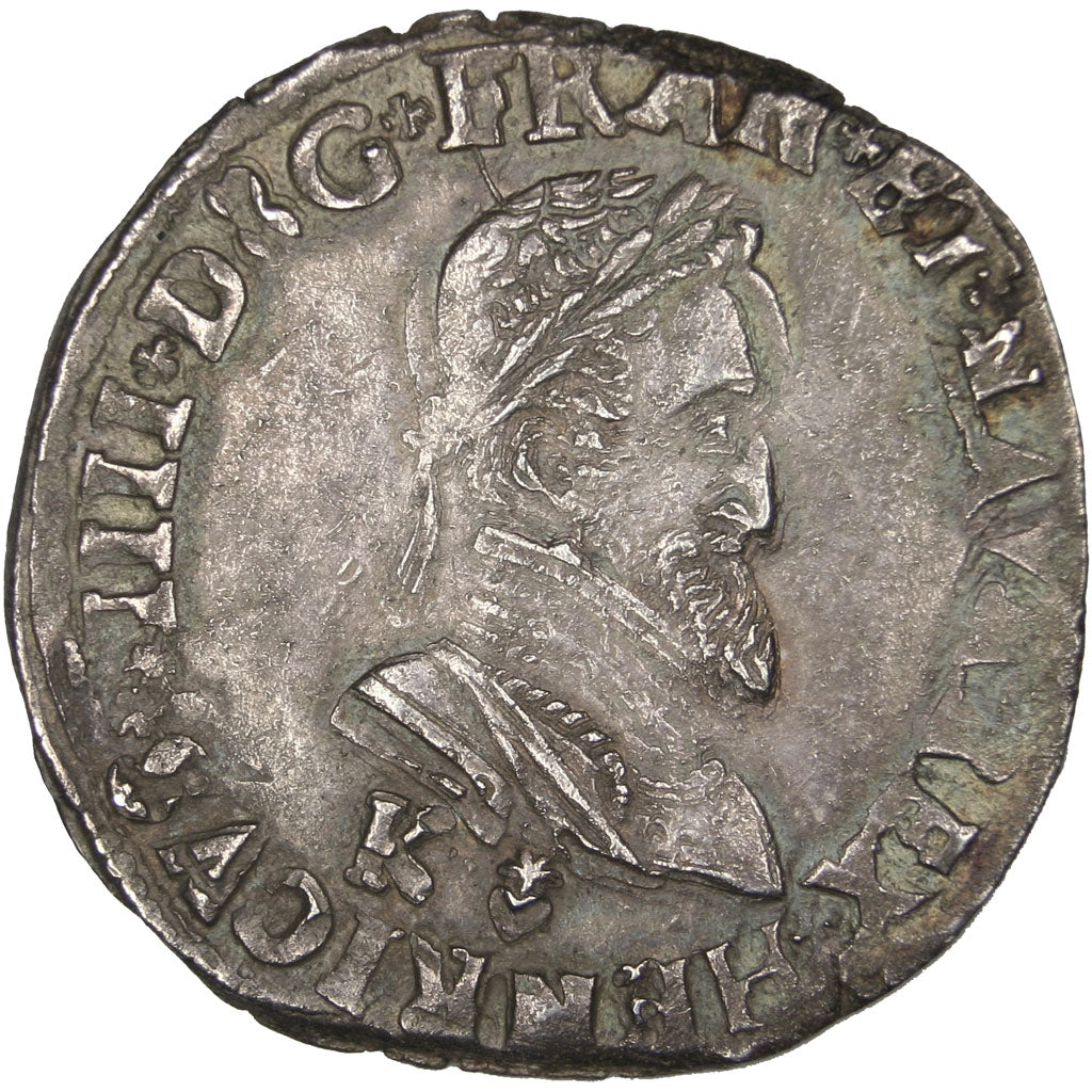 FRANCE, Demi Franc, 1595, Bordeaux, AU(55-58), Silver, Sombart #4748, 7.00