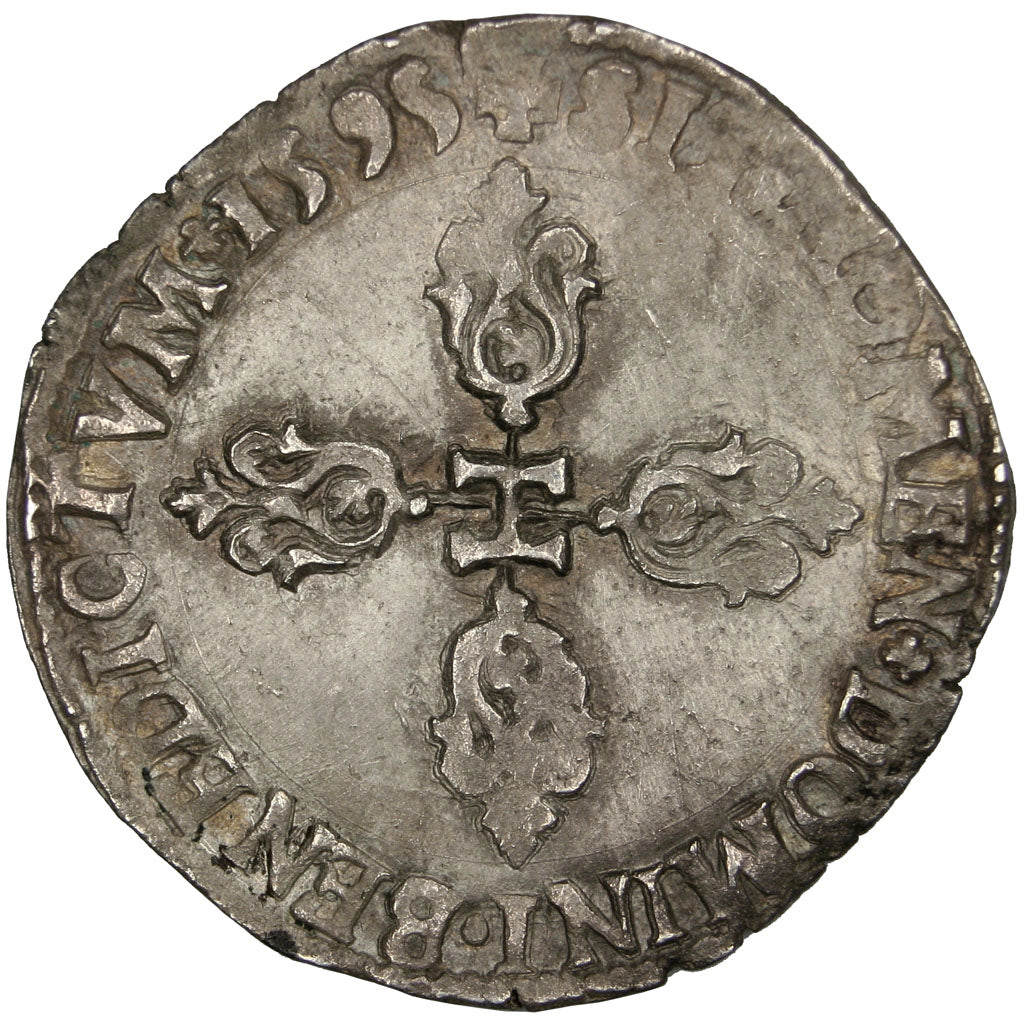 FRANCE, Demi Franc, 1595, Bordeaux, AU(55-58), Silver, Sombart #4748, 7.00