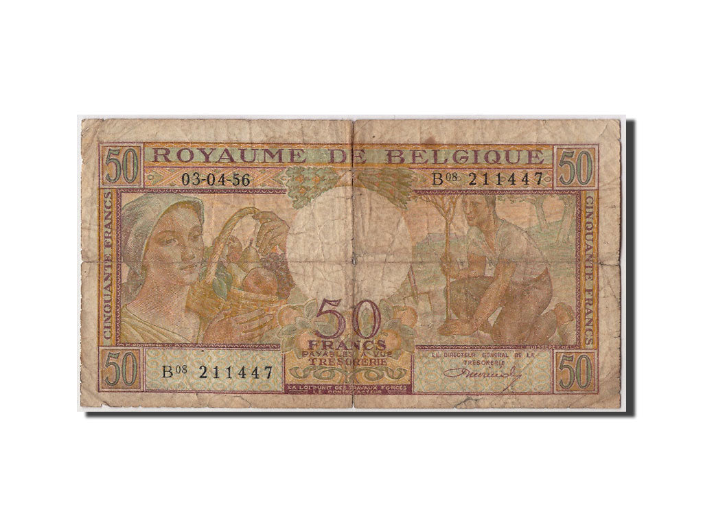 Geldschein, Belgien, 50 Francs, 1956, 1956-04-03, SGE