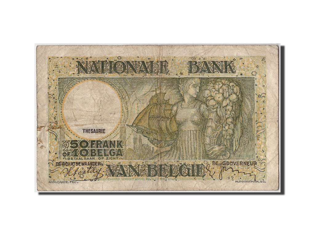 Banknote, Belgium, 50 Francs-10 Belgas, 1938, 1938-03-22, VF(20-25)