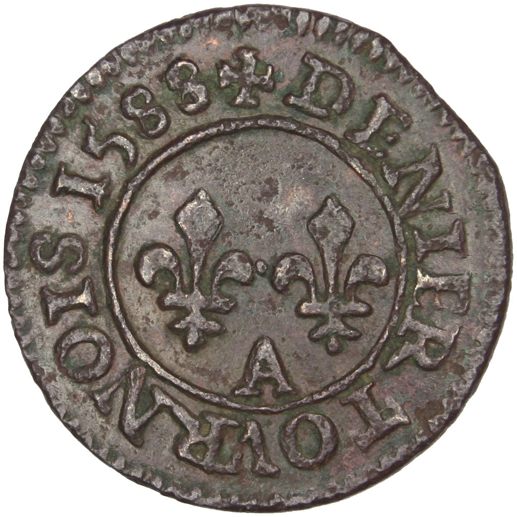 FRANCE, Denier Tournois, Paris, AU(55-58), Copper, 1.73