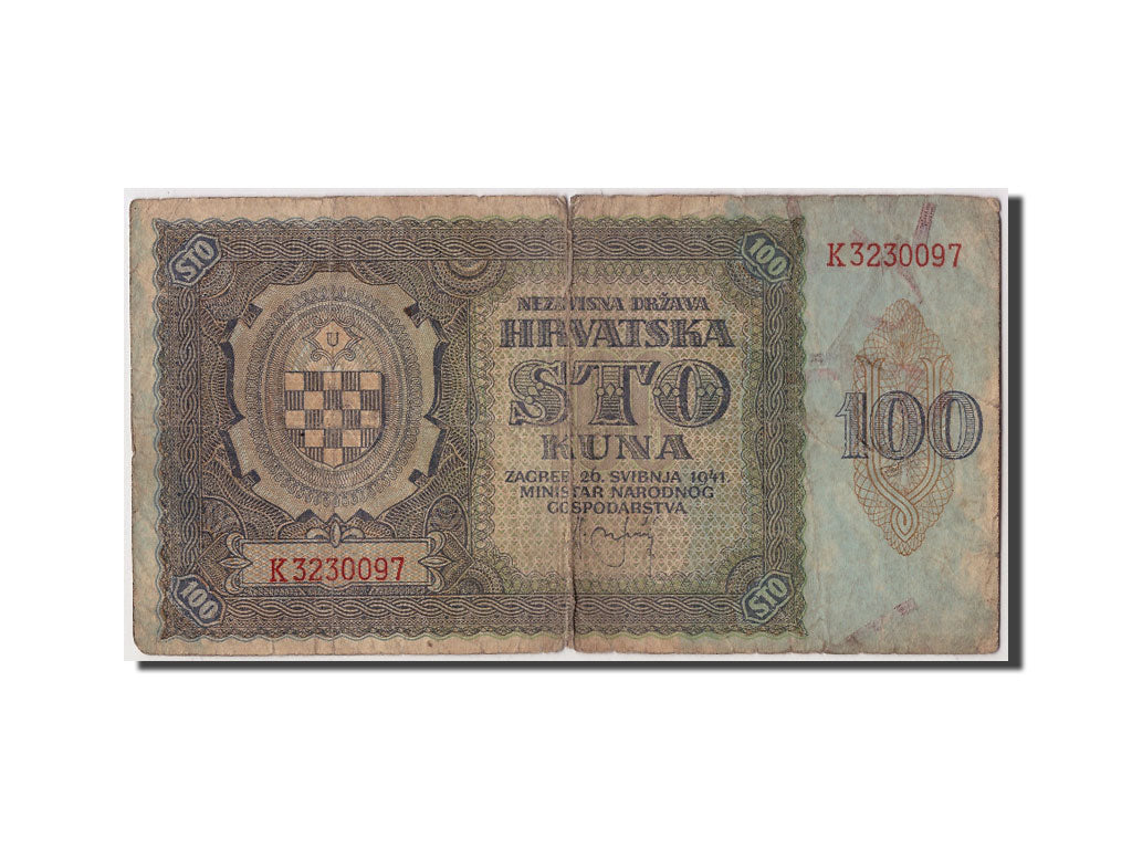 Banknote, Croatia, 100 Kuna, 1941, 1941-05-26, VG(8-10)