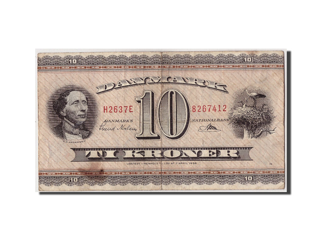 Billet, Danemark, 10 Kroner, 1963, TB