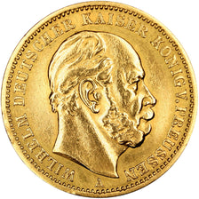 GERMAN STATES, 20 Mark, 1872, Berlin, KM #501, AU(50-53), Gold, 7.90