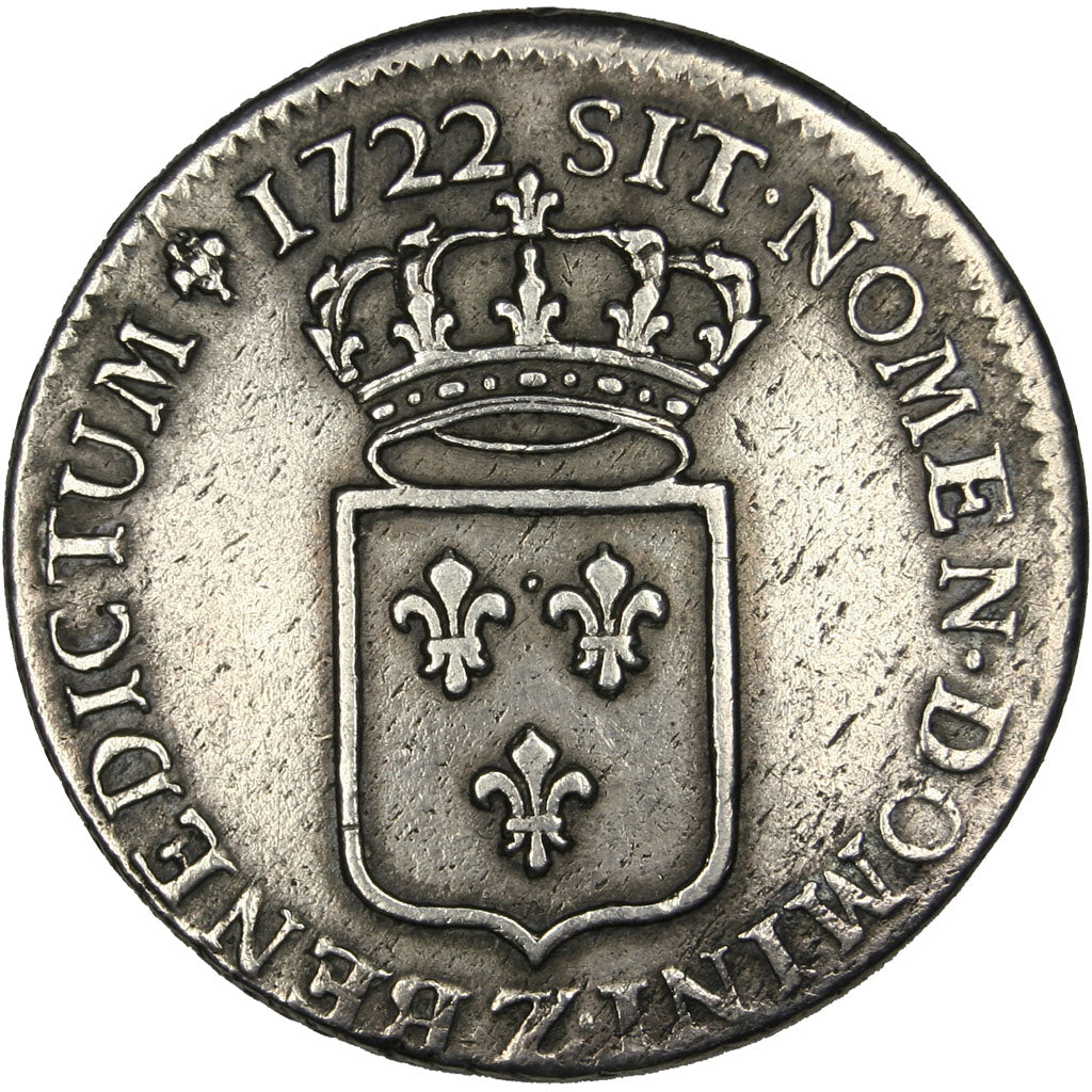 FRANCE, 1/3 Écu de France, 1/3 ECU, 1722, Grenoble, KM #457.25, AU(50-53), ...
