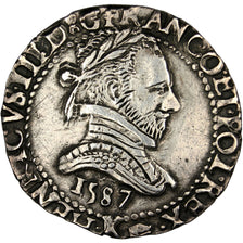 FRANCE, Demi Franc, 1587, Bordeaux, AU(50-53), Silver, Sombart #4716, 6.97