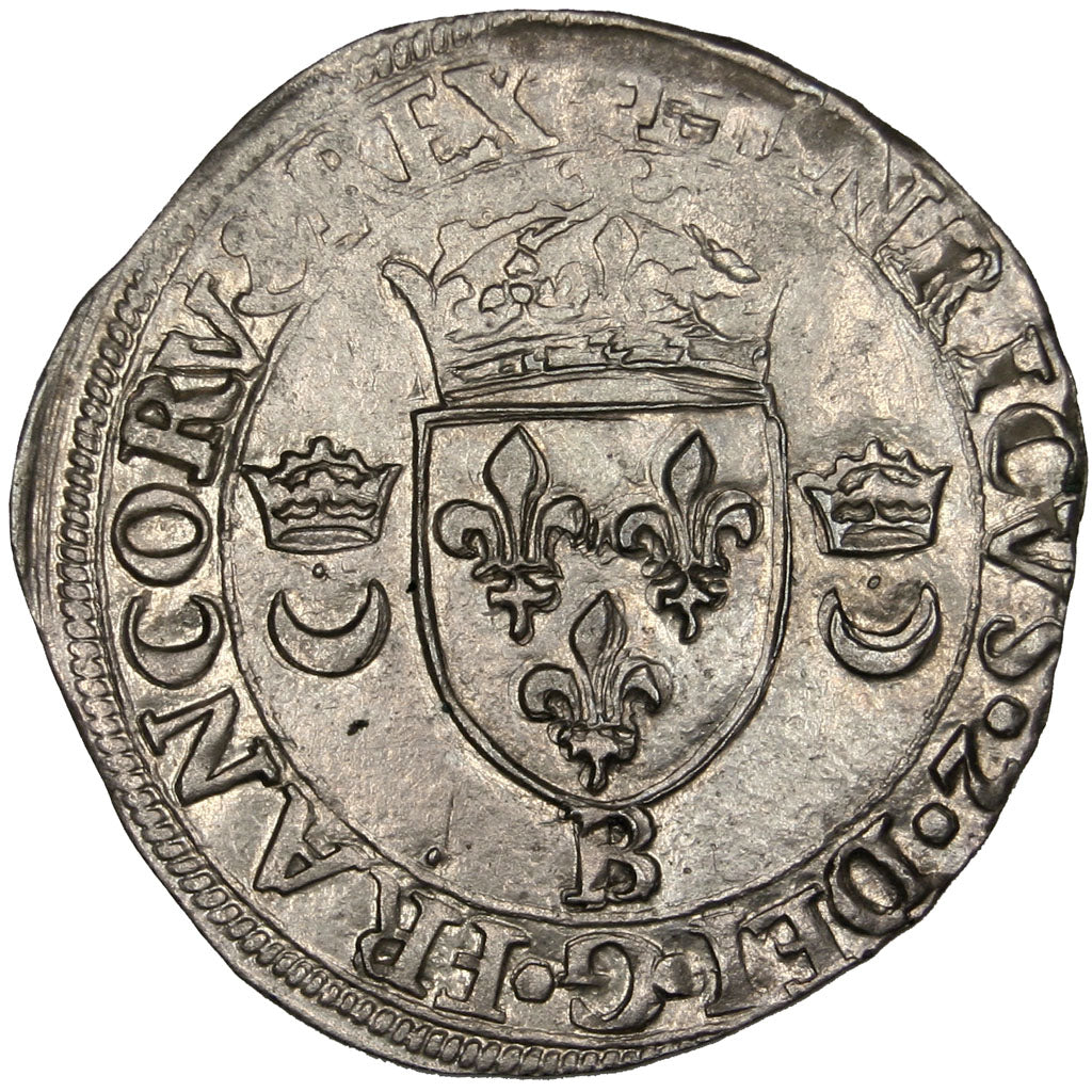 FRANCE, Douzain, 1549, Rouen, AU(55-58), Billon, Sombart #4380, 2.50