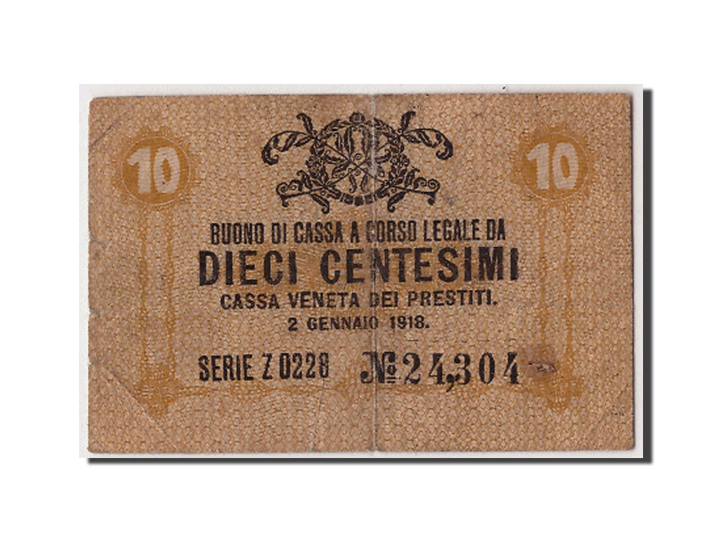 Banknote, Italy, 10 Centesimi, 1918, 1918-01-02, F(12-15)