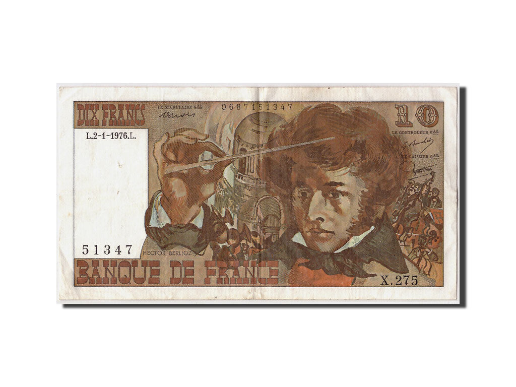 France, 10 Francs, 10 F 1972-1978 ''Berlioz'', 1976, KM #150c, 1976-01-02,...
