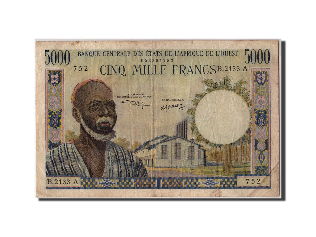 Etats de l'Afrique de L'Ouest, Côte d'Ivoire, 5000 Francs type 1959-65