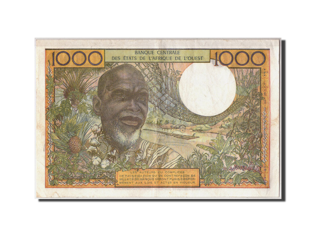 West African States, 1000 Francs, KM #103Al, VF(30-35), S.167A 25330