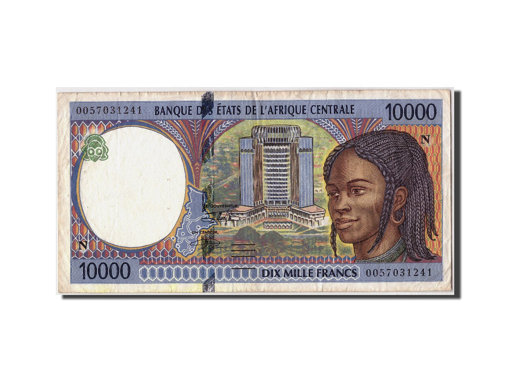 Central African States, 10,000 Francs, 2000, KM #505Nf, VF(20-25), N 0057031241