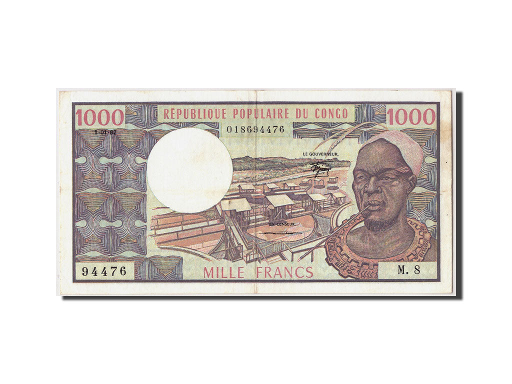 Congo Republic, 1000 Francs, 1982, KM #3e, 1982-01-01, AU(50-53), M.8 94476