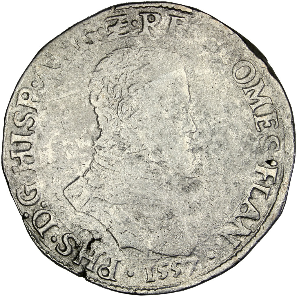 Belgium, Ecu, 1557, Bruges, VF(20-25), Silver, Boudeau #2298, 33.90