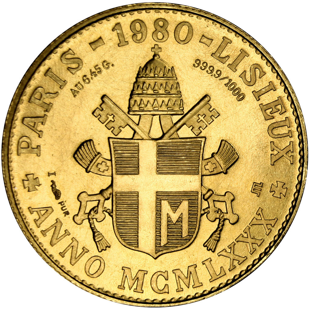 Médaille module 20 Francs or, visite en France de Jean-Paul II, 1980