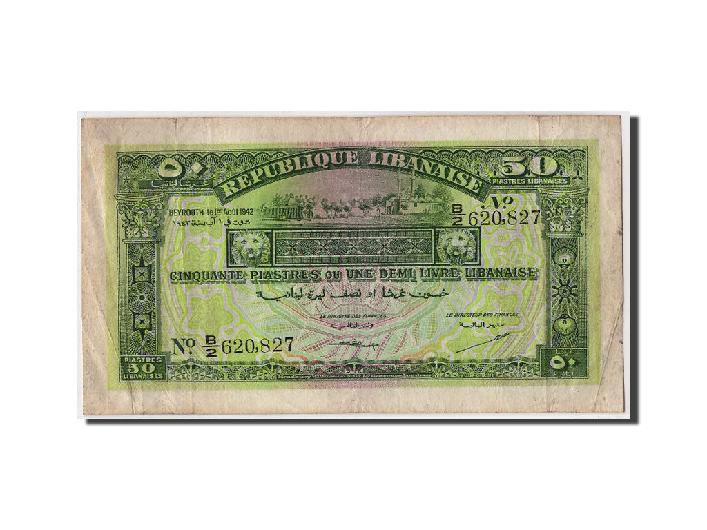 Lebanon, 50 Piastres, 1942, KM:37, 1942-08-01, TB, B/2 620827