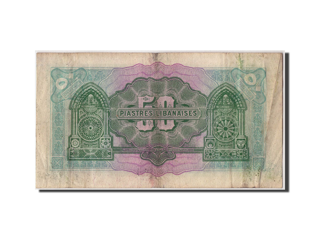 Lebanon, 50 Piastres, 1942, KM:37, 1942-08-01, TB, B/2 620827