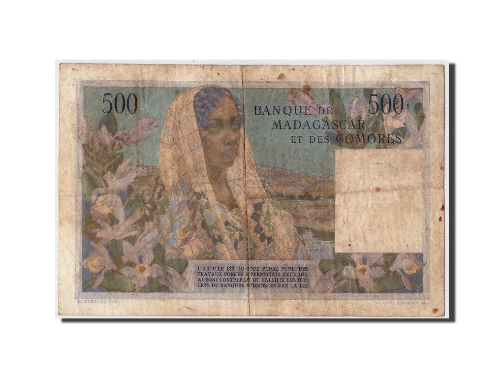Comoros, 500 Francs, 1958, KM:4b, 1958-06-05, VF(20-25), Z.583