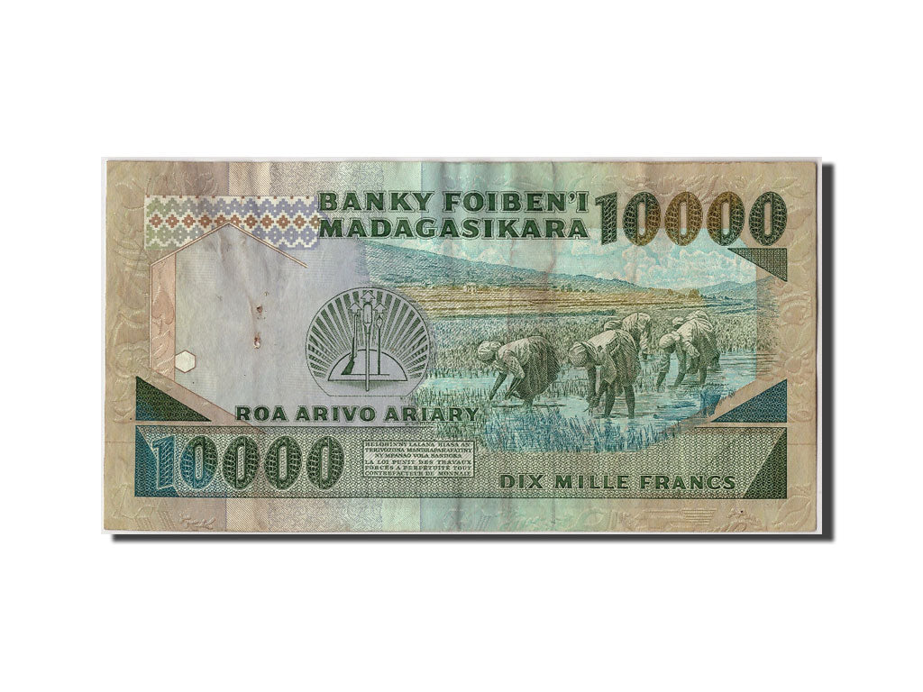 Madagascar, 10,000 Francs = 2000 Ariary, Undated (1988-94), KM:74a, Undated,...