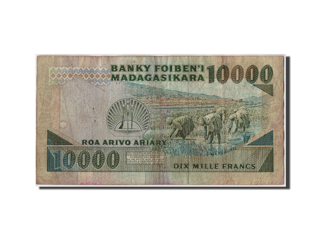 Madagascar, 10,000 Francs = 2000 Ariary, Undated (1988-94), KM:74a, Undated,...
