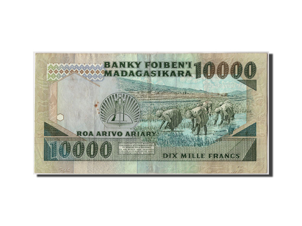 Madagascar, 10,000 Francs = 2000 Ariary, Undated (1988-94), KM:74a, Undated,...