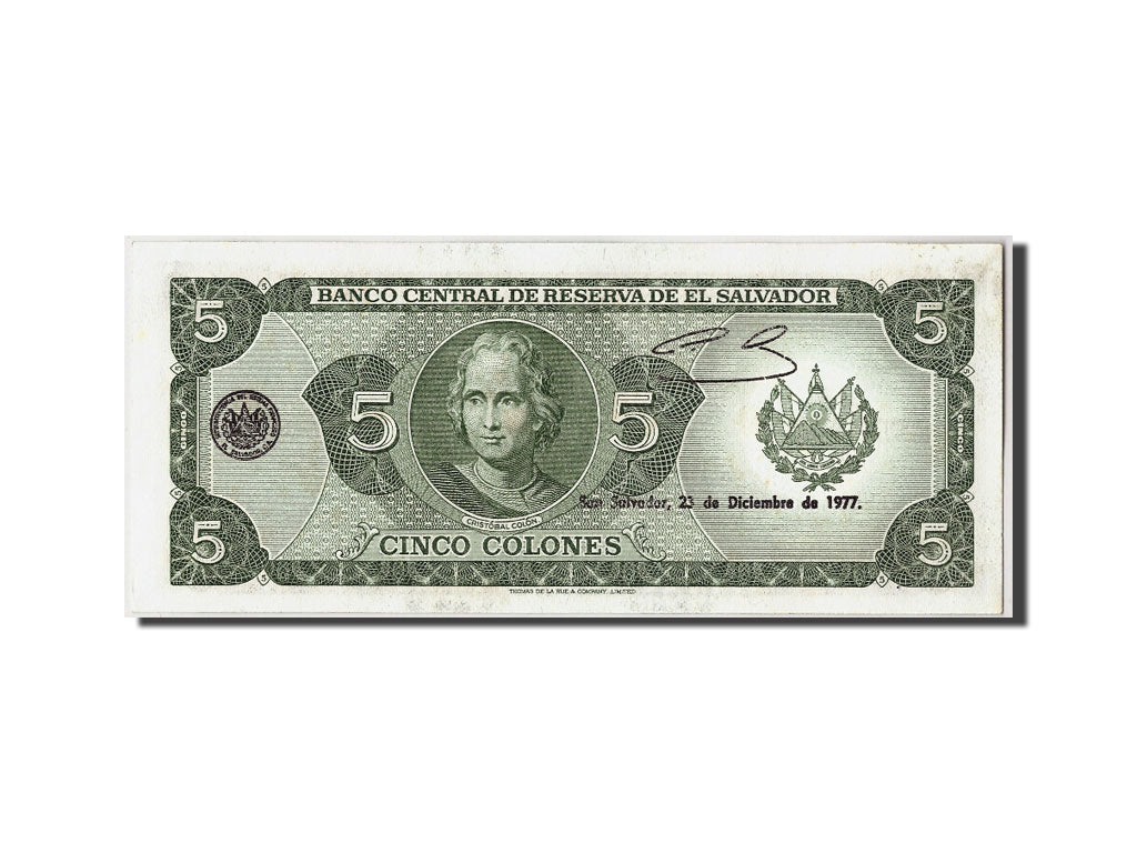Billet, El Salvador, 5 Colones, 1977, 1977-10-06, KM:126a, NEUF