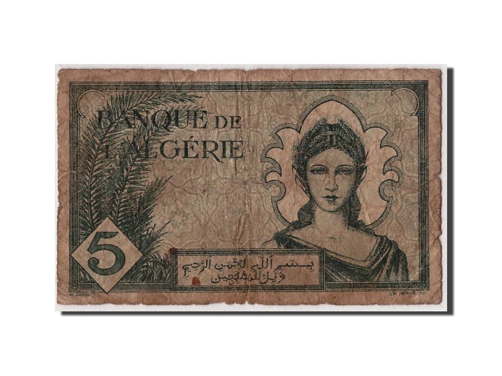 Algeria, 5 Francs, 1942, 1942-11-16, KM:91, VG(8-10)