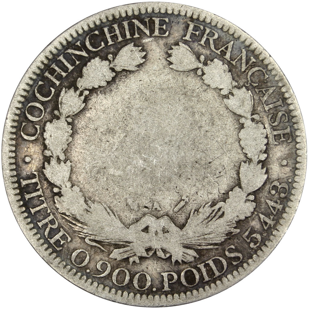 Cochinchine, 20 Cent, 1884, Paris, VG(8-10), Silver, Lecompte #22, 5.19