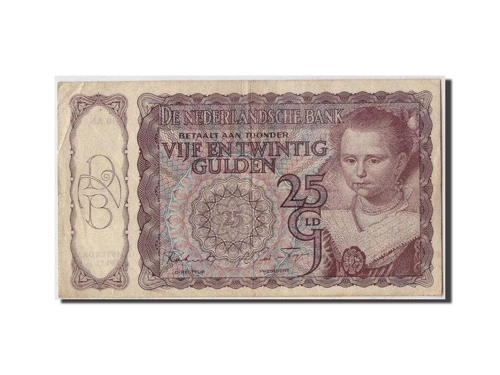 Paesi Bassi, 25 Gulden, 1944, KM:60, 1944-04-04, MB+
