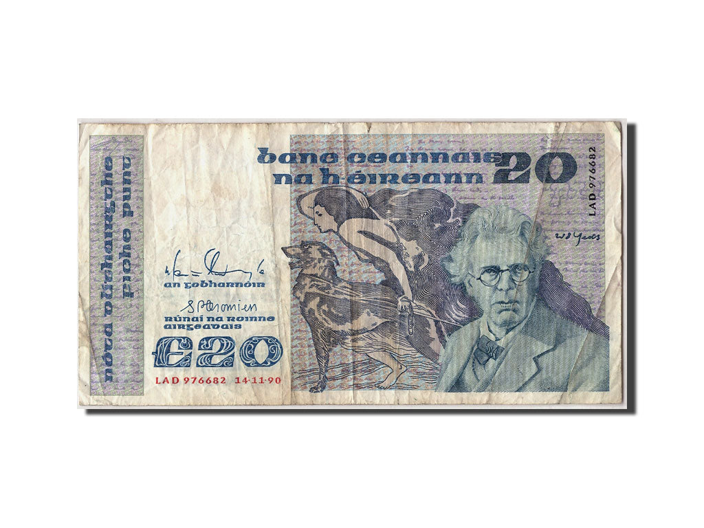 Ireland - Republic, 20 Pounds, 1990, KM:73c, 1990-11-14, VF(20-25)