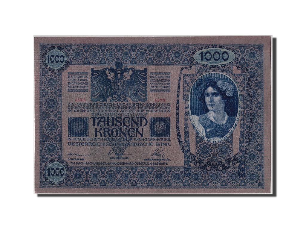Austria, 1000 Kronen, Undated (1919), old date 1902-01-01, KM:59, AU(55-58)