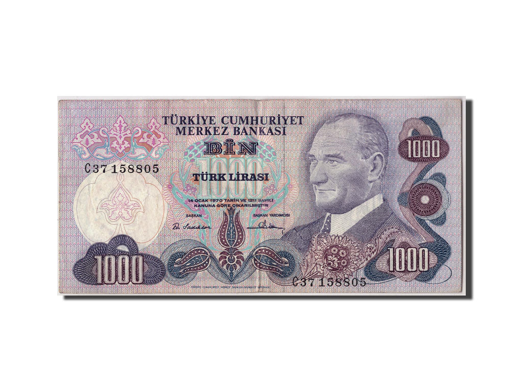 Türkei, 1000 Lira, L.1970, KM:191, Undated, VF(20-25)